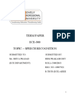 Term Paper ECE-300 Topic: - Speech Recognition