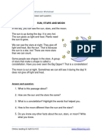 Sun, Stars and Moon: Grade 1 Reading Comprehension Worksheet