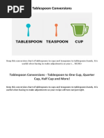 Tablespoon Conversions: Tablespoon Conversions - Tablespoon To One Cup, Quarter Cup, Half Cup and More!