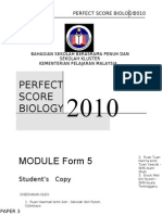 Perfect Score Biology: Module Form 5