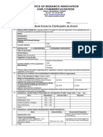 Application Form To Participate in Event: Office of Research Innovation and Commericalization