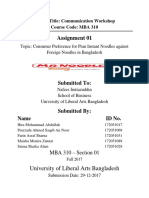 MBA-310 Assignment 1 Consumer Preference For Pran Instant Noodles Against Foreign Noodles in Bangladesh