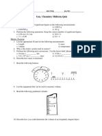 Significant Figures: - Gen. Chemistry Midterm Quiz