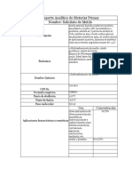 Reporte Analítico de Materias Primas Solidos