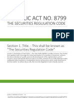 Republic Act No. 8799: The Securities Regulation Code