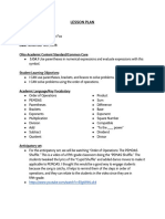 Order of Operations Lesson Observation Five