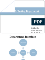 Quality & Testing Department: Guided by