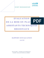 Evaluation de La Mise en Place Des Assistants Techniques Regionaux (UNICEF, Août 2010)