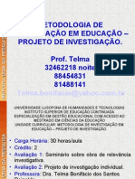 Metodologia Da Pesquisa - Mestrado - Profa. Telma