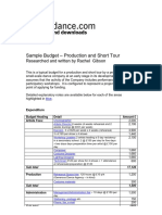 Resources and Downloads: Sample Budget - Production and Short Tour