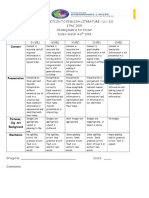 Introduction To English Literature - Lu - 101 I PAC 2019 Grading Rubric For Poster Dates: March 4-6 2019 5 (4%) 4 (4%) 3 (4%) 2 (4%) 1 (4%)