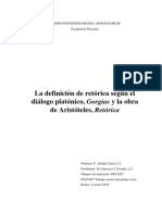 Trabajo Sobre La Retorica de Acuerdo A Gorgias, Platon y Aristoteles