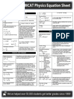 MCAT Prep Physics Equation Sheet PDF