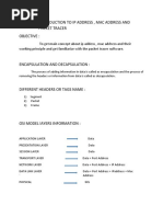 Introduction To Ip Address, Mac Address and ' Packet Tracer Objective