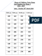 Montessori House of Children, Notre Dame Selected Numbers For Mont. I 2018 - 2019