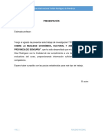 Sobre La Realidad Económica, Cultural y Ambiental de La Provincia de Bongará