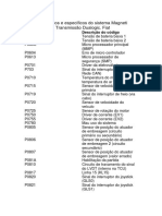 Códigos Genéricos e Específicos Do Sistema Magneti Marelli CFC319 Transmissão Dualogic