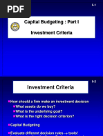 Capital Budgeting: Part I Investment Criteria