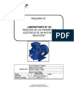 Laboratorio 4 MEDICIÓN DE LOS PARÁMETROS ELÉCTRICOS DE UN MOTOR DE INDUCCIÓN"