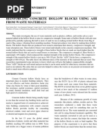 Reinforcing Concrete Hollow Blocks Using Ash From Waste Materials