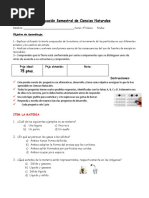 Evaluación Semestral de Ciencias Naturales