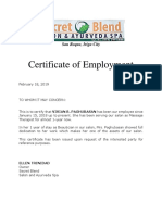 Certificate of Employment Secret Blend Vivian Paghubasan