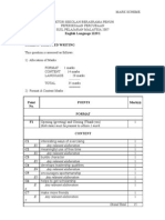 SPM Percubaan 2007 SBP English Language Paper 1 Marking Scheme