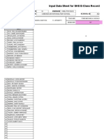 Learners' Names: Input Data Sheet For SHS E-Class Record