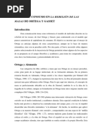 Masas de Ortega Y Gasset: La Idea de Consumo en La Rebelión de Las