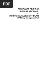 Template For The Preparation of A Mining Management Plan