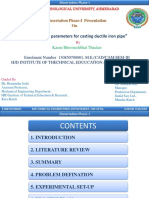 " Analysis of Parameters For Casting Ductile Iron Pipe: A Dissertation Phase-I Presentation On