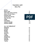 Teacher'S Café Menu Plan: Meals