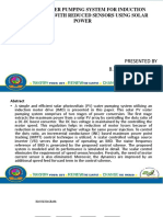 Existing Water Pumping System For Induction Motor Drive With Reduced Sensors Using Solar Power