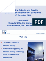 Inspection Criteria and Quality Systems For Welded Steel Structures