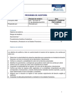 Programa de AuditorÝa para Ingresos y Cunetas Por Cobrar