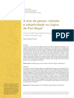 A Arte de Pensar-Método e Subjetividade Na Lógica de Port-Royal PDF