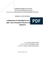 Otimização Do Fresamento de Topo Do Aço Abnt 1045 Utilizando Projeto de Parâmetro Robusto