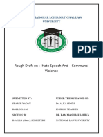 Rough Draft On:-Hate Speech and Communal Violence: Dr. Ram Manohar Lohia National Law University