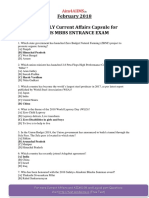 February 2018 MONTHLY Current Affairs Capsule For Aiims Mbbs Entrance Exam