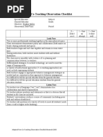 Co-Teaching Observation Form