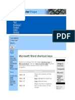 Short Cut Keys