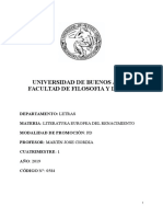 2019-1 Literatura Europea Del Renacimiento - Programa