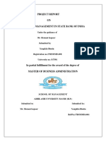 Project Report ON Study On Cash Management in State Bank of India