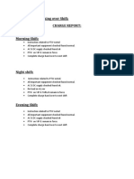 Handing Over/ Taking Over Shift: Charge Report