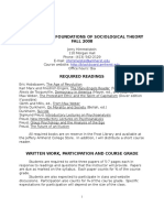 Sociology 15. Foundations of Sociological Theory FALL 2008: Jlhimmelstei@amherst - Edu