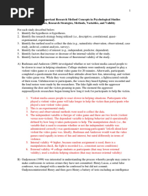 Identifying Hypotheses Research Strategies Methods Variables and Validity Worksheet