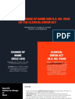 Rule 103 On Change of Name and R.A. No. 9048 or The Clerical Error Act PDF