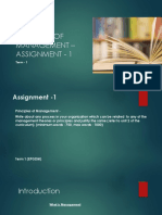 Principle of Management - Assignment - 1: Term - 1