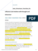 Attitude Content Structure and Function, How Attitude Influence Behaviour, Attitude Component Models