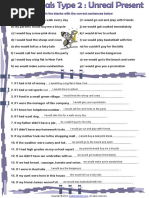 If Clauses Conditionals Type 2 Unreal Present Exercise Worksheet